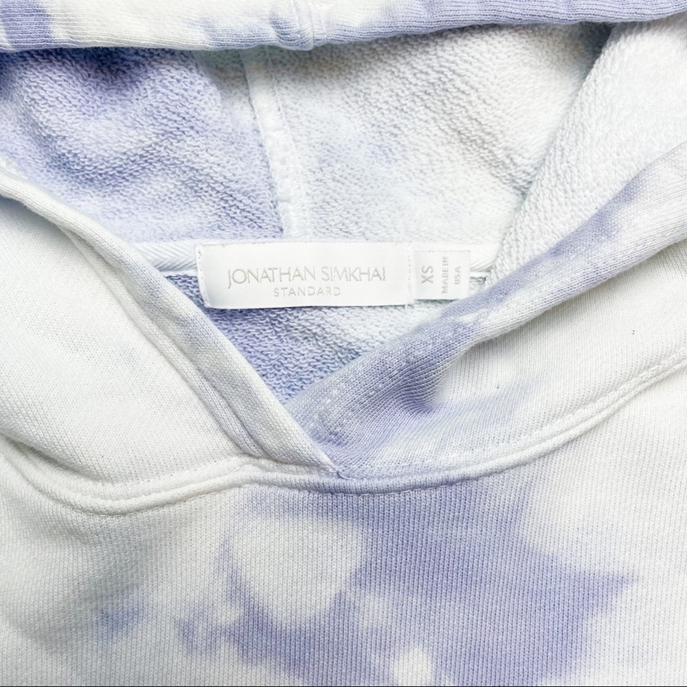 Jonathan Simkhai Tie Dye Crop Zipper Hoodie Sweatshirt Purple White Extra Small - Picture 3 of 7